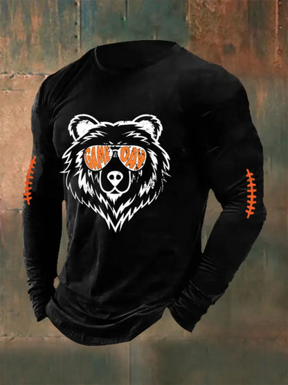 Men’s Football Fans Lovers Gameday Long Sleeve T Shirt Black / S