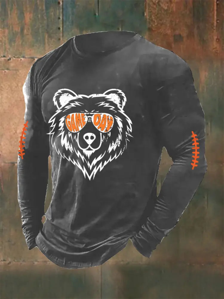 Men’s Football Fans Lovers Gameday Long Sleeve T Shirt Gray / S