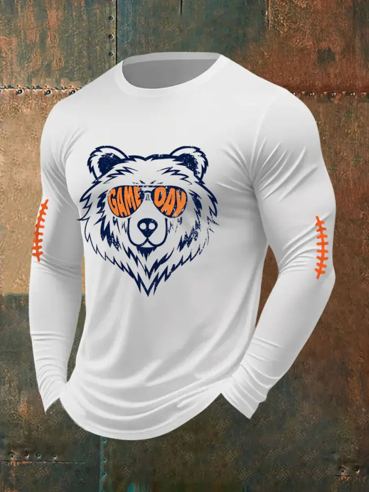 Men’s Football Fans Lovers Gameday Long Sleeve T Shirt White / S