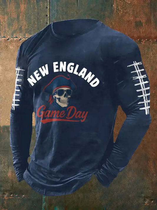 Men’s Football Fans Lovers Gameday Printed T shirt Navy Blue / S