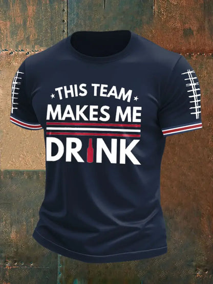 Men’s Football Fans Lovers Gameday Printed T shirt Navy Blue / S