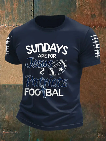 Men’s Football Fans Lovers Gameday Printed T shirt Navy Blue / S