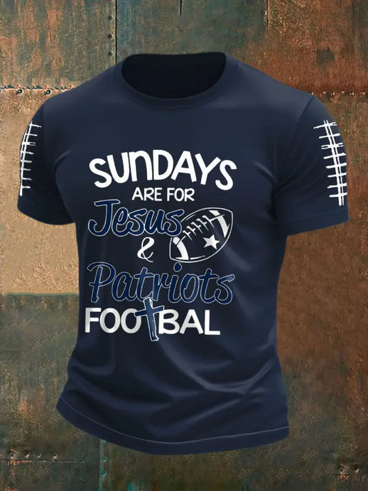 Men’s Football Fans Lovers Gameday Printed T shirt Navy Blue / S
