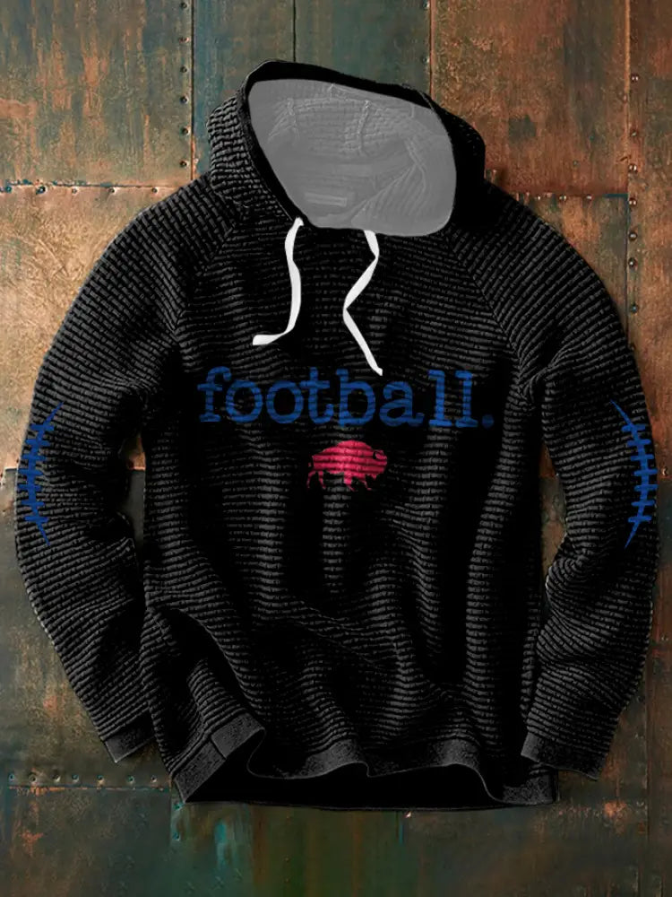 Men’s Football Lover Buffalo Printed Hoodie Black / S
