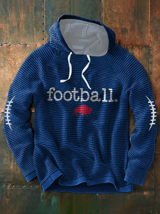 Men’s Football Lover Buffalo Printed Hoodie Blue / S