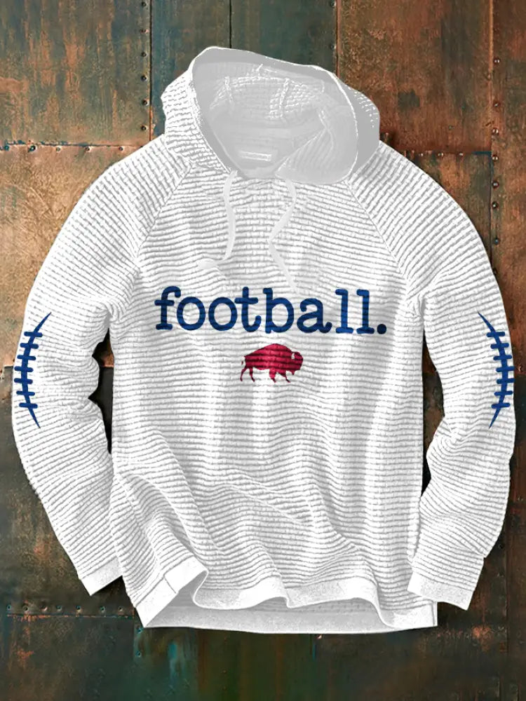 Men’s Football Lover Buffalo Printed Hoodie White / S