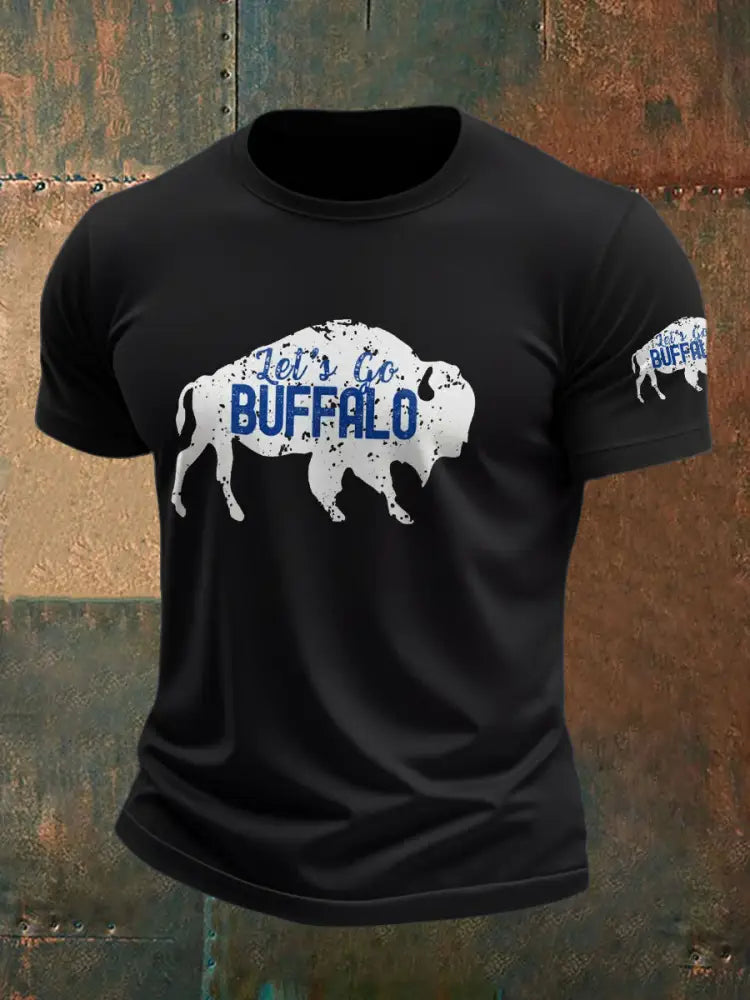 Men’s Football Lover Buffalo Printed T-shirt Black / S