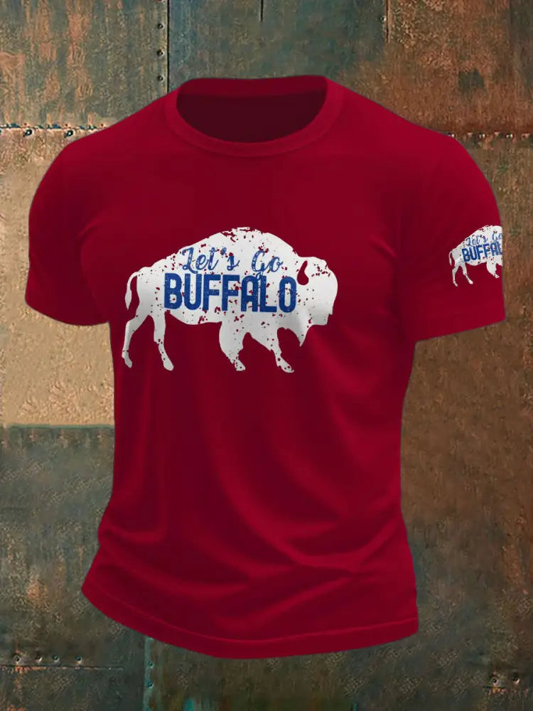 Men’s Football Lover Buffalo Printed T-shirt Deep Red / S
