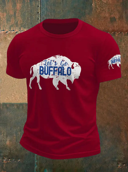 Men’s Football Lover Buffalo Printed T-shirt Deep Red / S