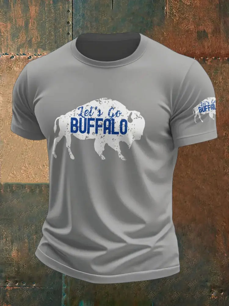 Men’s Football Lover Buffalo Printed T-shirt Light Gray / S