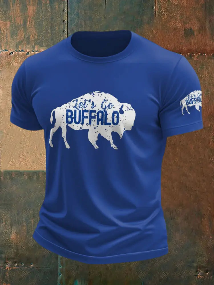 Men’s Football Lover Buffalo Printed T-shirt Royal Blue / S
