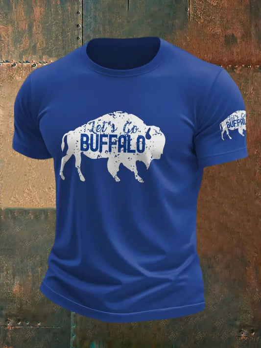 Men’s Football Lover Buffalo Printed T-shirt Royal Blue / S