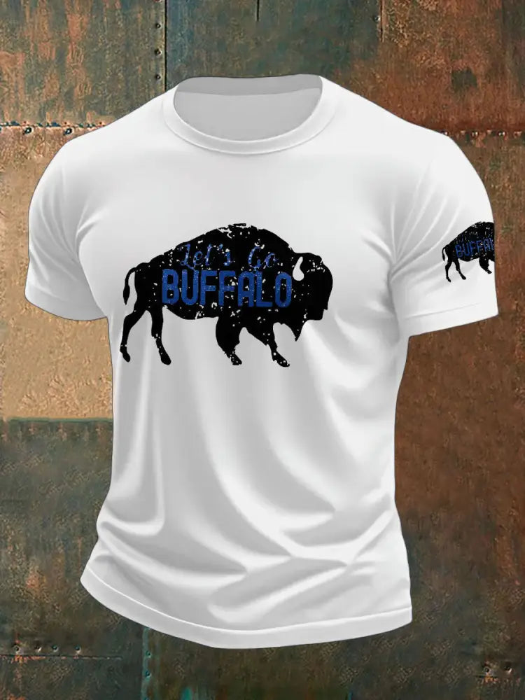 Men’s Football Lover Buffalo Printed T-shirt White / S