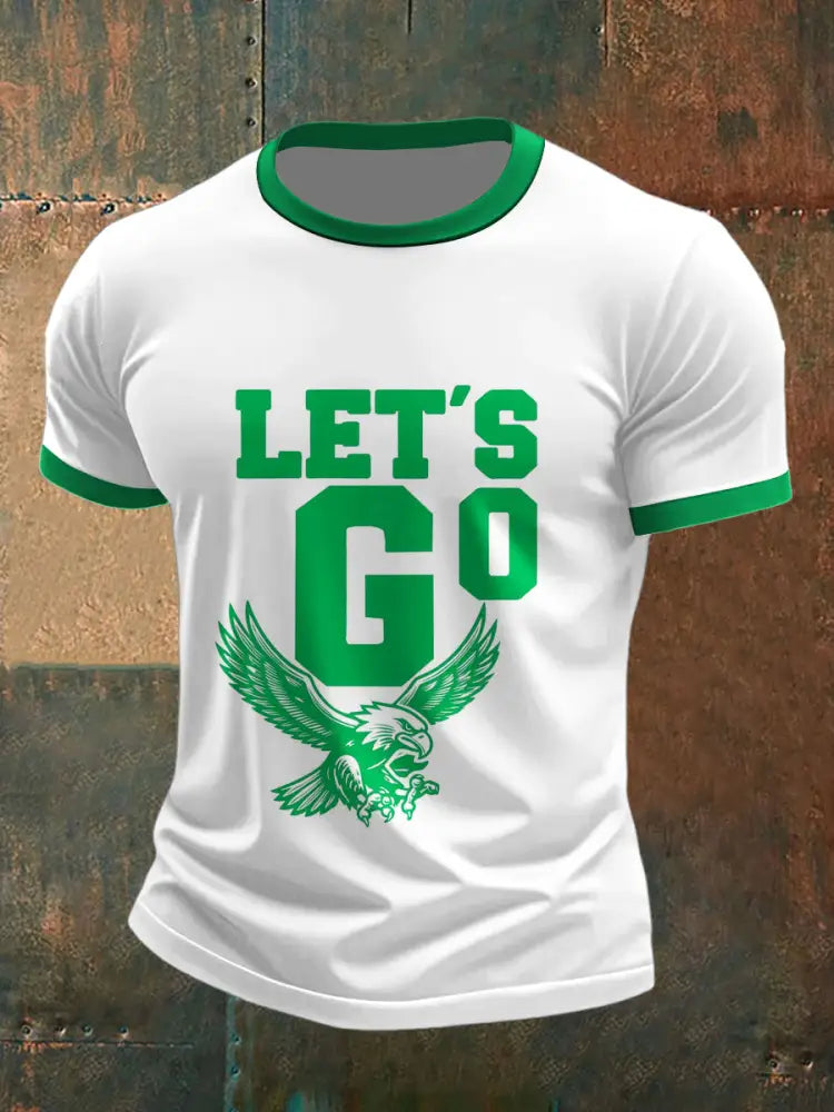 Men’s Football Philadelphia Eagles Printed Vintage Fashion Loose Short Sleeve T-Shirt White / S