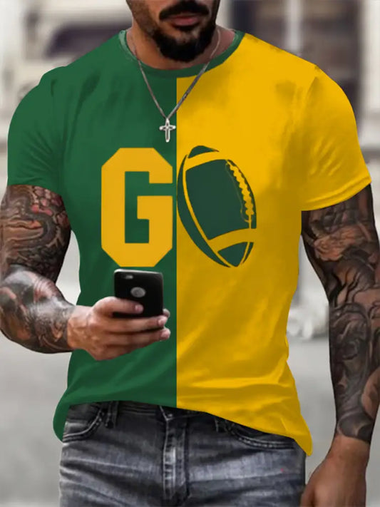 Men’s Football Print short sleeves t shirt As picture / S