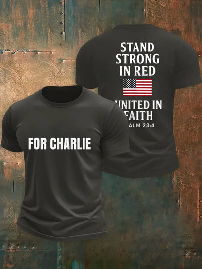 Men’s For Charlie Stand Strong In Red United In Faith Tee Dark Gray / S