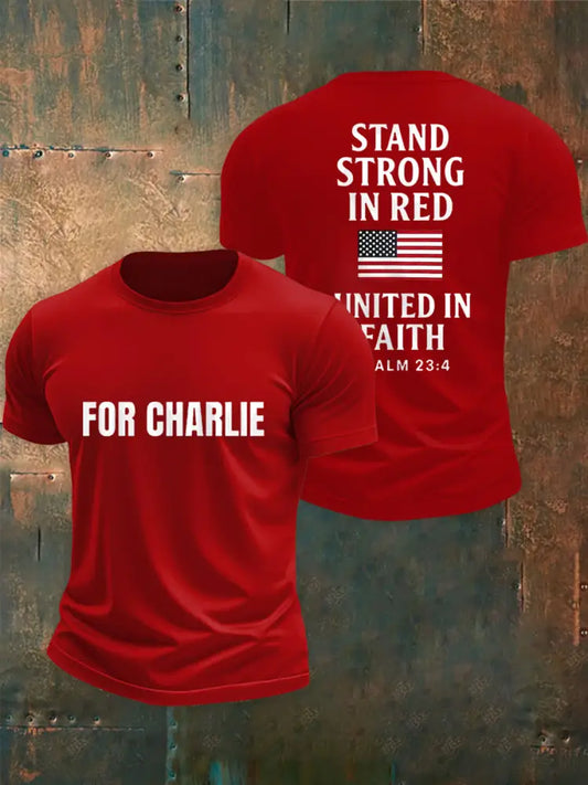Men’s For Charlie Stand Strong In Red United In Faith Tee Pure Red / S