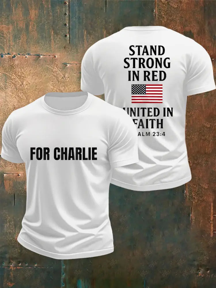 Men’s For Charlie Stand Strong In Red United In Faith Tee White / S