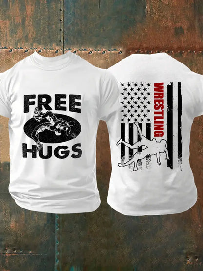 Men’s free hugs Wrestling T-shirts White / S