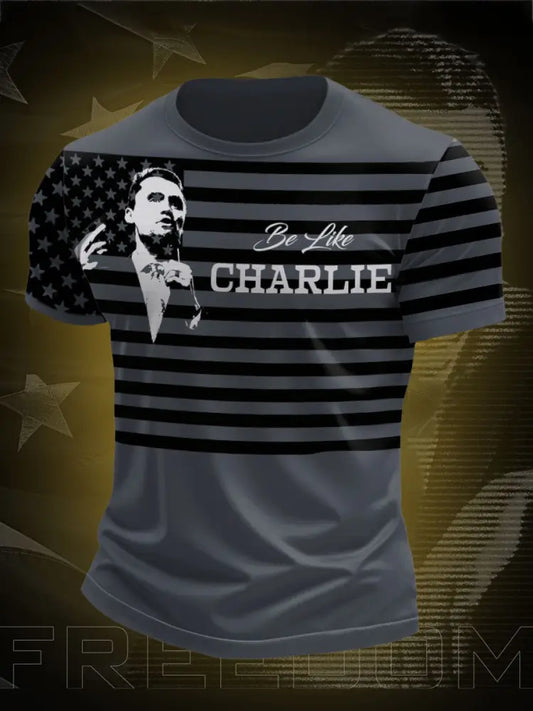 Men’s Freedom Be Like Charlie Printed T-shirt Gray-Blue / S