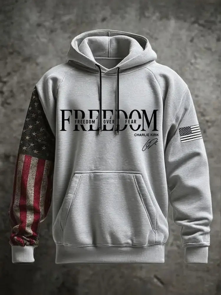 Men’s Freedom Charlie Kirk Oversized Drop-Shoulder Hoodie With Pockets