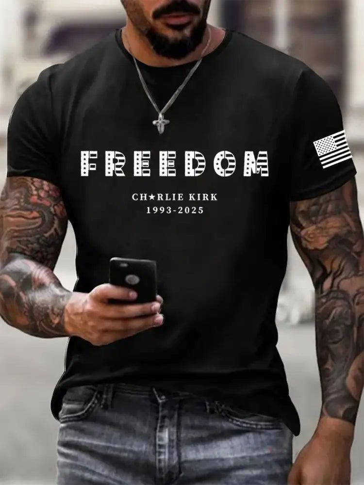Men’s Freedom Charlie Kirk Printed T-shirt Black / S