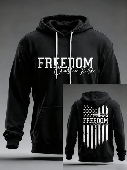 Men’s Freedom Charlie Kirk US Flag Print Hoodie Black / S