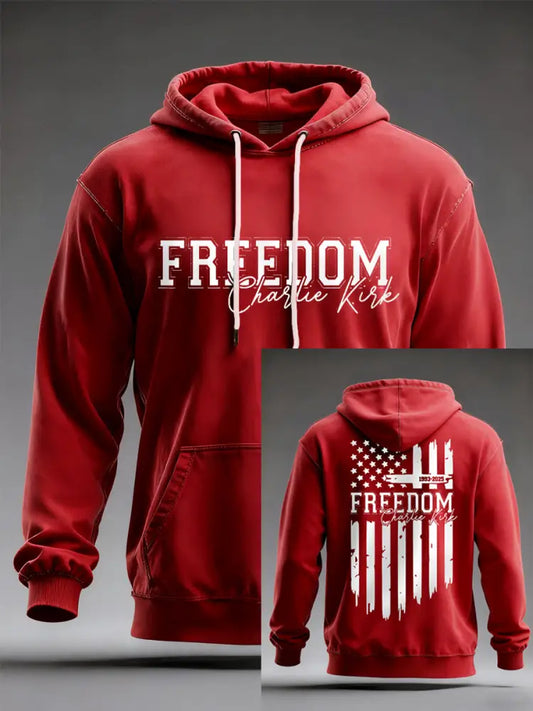 Men’s Freedom Charlie Kirk US Flag Print Hoodie Red / S