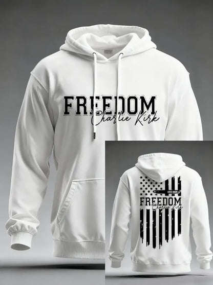 Men’s Freedom Charlie Kirk US Flag Print Hoodie White / S
