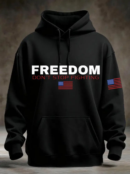 Men’s Freedom Don’t Stop Fighting Pocket Hoodie Black / S