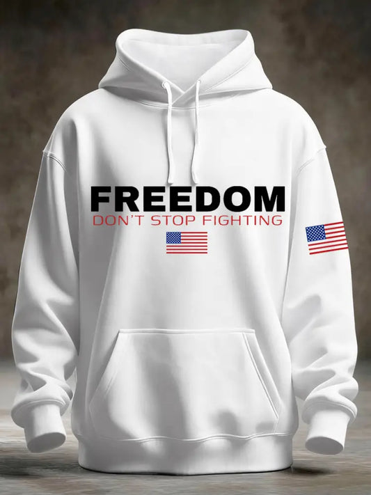 Men’s Freedom Don’t Stop Fighting Pocket Hoodie White / S