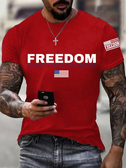 Men’s Freedom Don’t Stop Fighting R.I.P Charlie Kirk Tee Pure Red / S