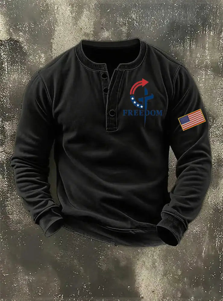 Men’s Freedom Faith Printed Sweatshirt Black / S