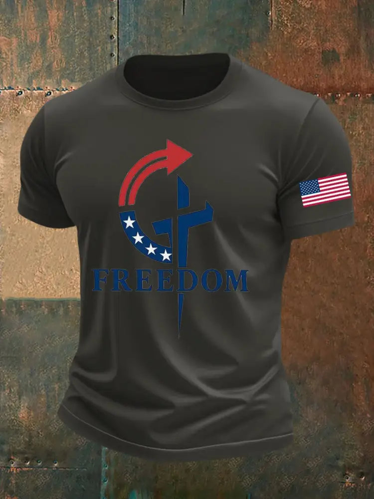 Men’s Freedom Faith Printed T-shirt Dark Gray / S