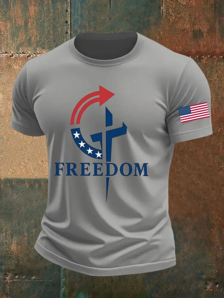 Men’s Freedom Faith Printed T-shirt Light Gray / S