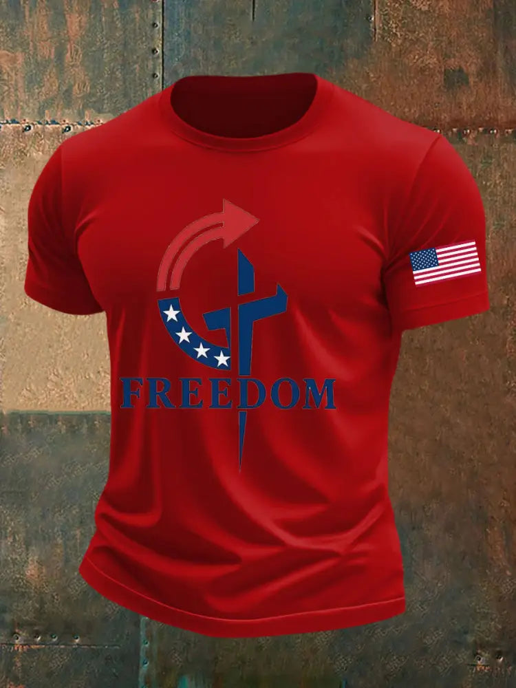 Men’s Freedom Faith Printed T-shirt Pure Red / S