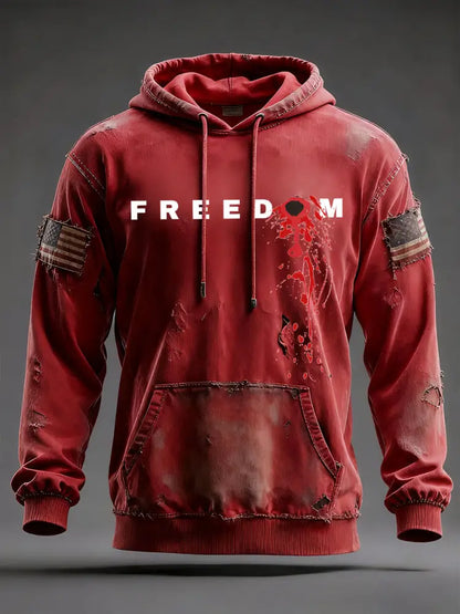 Men’s ’FREEDOM’ Hooded Sweatshirt Red / S