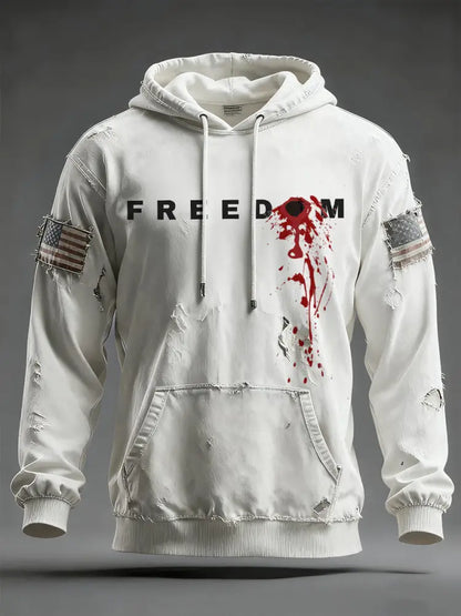 Men’s ’FREEDOM’ Hooded Sweatshirt White / S