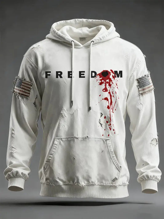 Men’s ’FREEDOM’ Hooded Sweatshirt White / S