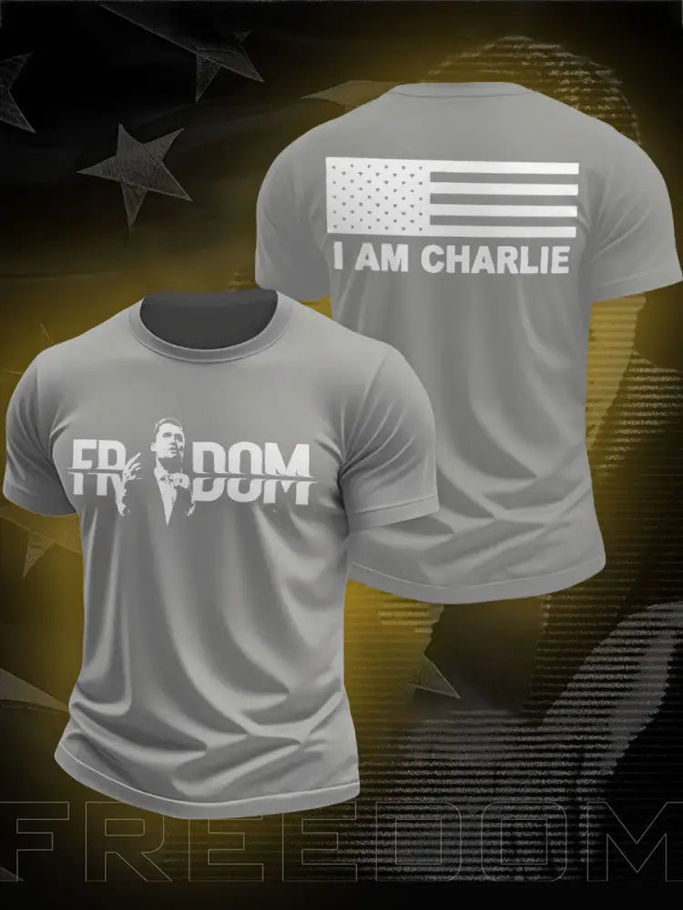 Men’s Freedom I Am Charlie Printed T-shirt Light Gray / S