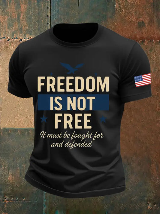 Men’s Freedom Is Not Free Charlie Kirk Printed T-shirt Black / S