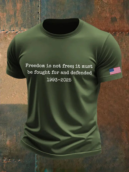 Men’s Freedom Is Not Free It Must Be Fought For And Defended Print T-Shirt Green / S