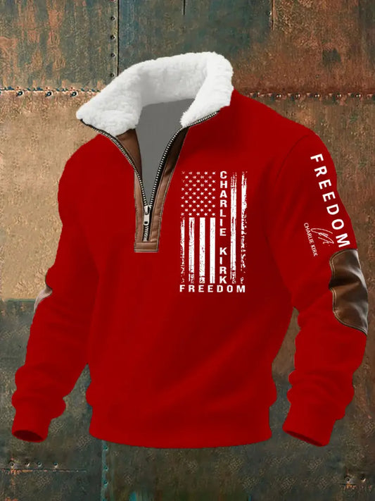 Men’s Freedom Is Not Free R.I.P Charlie Kirk Baggy Zip-up Hoodie Pure Red / S