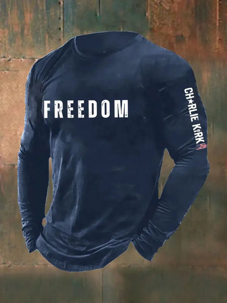 Men’s Freedom Is Not Free R.I.P Charlie Kirk Long Sleeve T-shirt Navy Blue / S