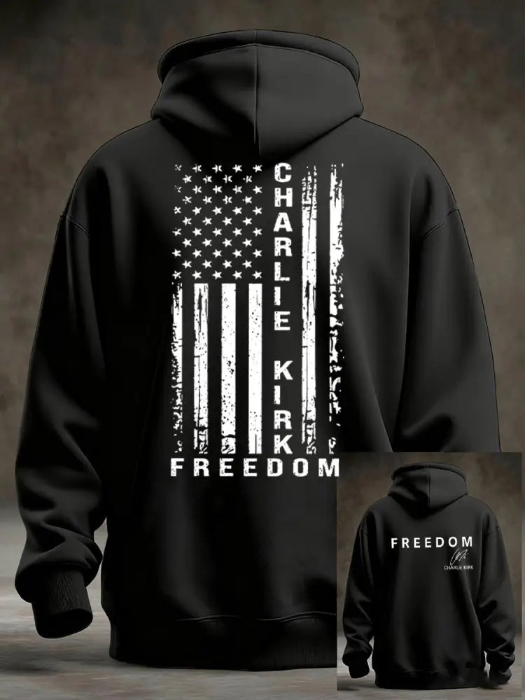 Men’s Freedom Is Not Free R.I.P Charlie Kirk Oversized Drop-Shoulder Hoodie with Pockets Black / S