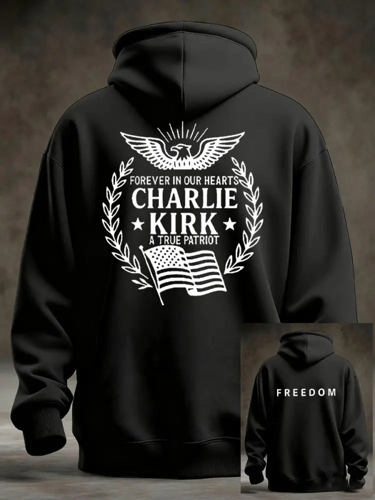 Men’s Freedom Is Not Free R.I.P Charlie Kirk Oversized Drop-Shoulder Hoodie with Pockets Black / S