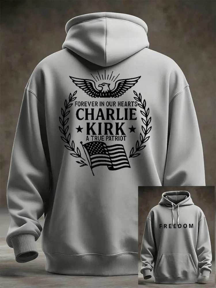 Men’s Freedom Is Not Free R.I.P Charlie Kirk Oversized Drop-Shoulder Hoodie with Pockets Light Gray / S