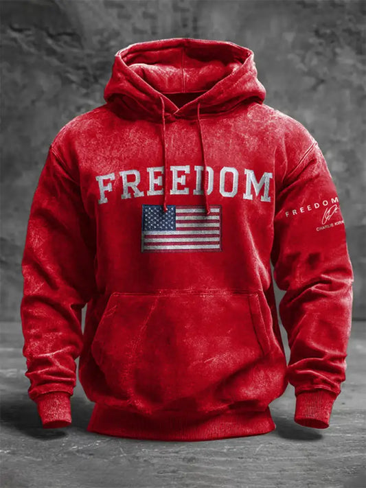 Men’s Freedom Is Not Free R.I.P Charlie Kirk Oversized Drop-Shoulder Hoodie with Pockets Red / S