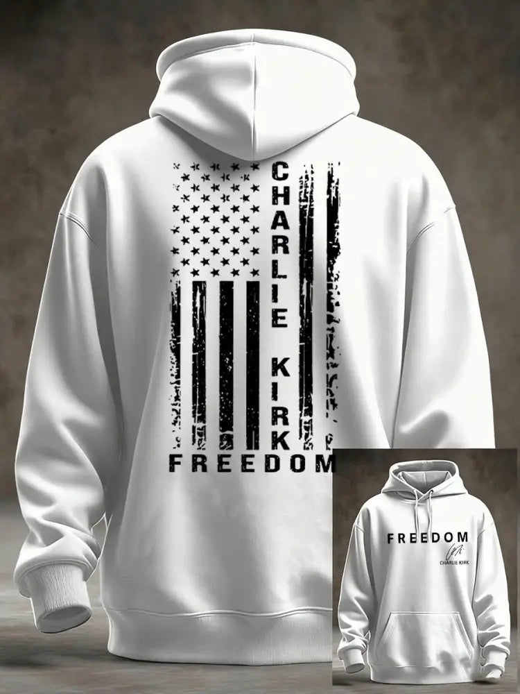 Men’s Freedom Is Not Free R.I.P Charlie Kirk Oversized Drop-Shoulder Hoodie with Pockets White / S