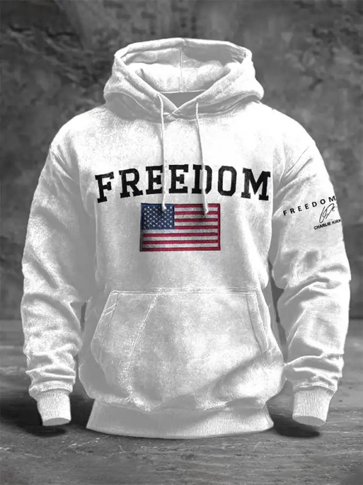 Men’s Freedom Is Not Free R.I.P Charlie Kirk Oversized Drop-Shoulder Hoodie with Pockets White / S